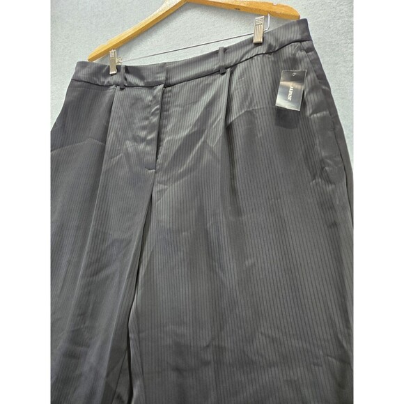 NWT Alfani Womens Black Stripe Satin Wide Leg Trousers Career Pants Plus Size 18 - Picture 3 of 6